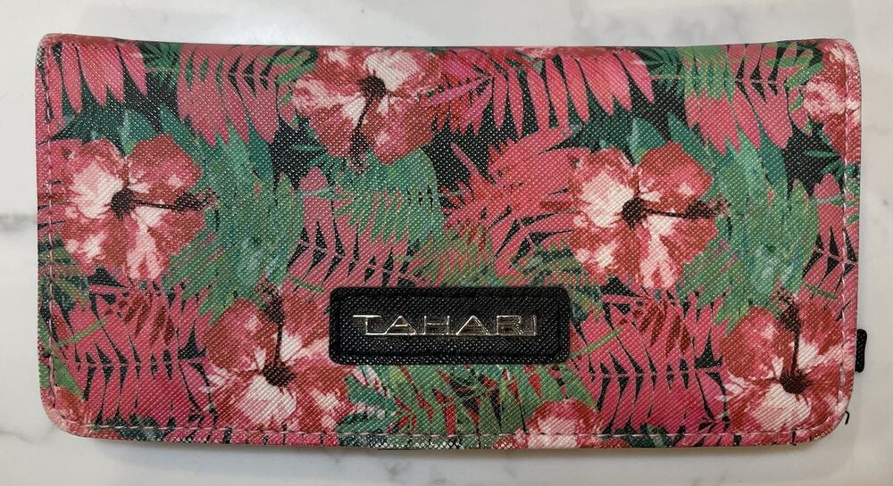 Tahari Wallet Womens One Size Pink Floral Zip-Around RFID Blocking Tropical